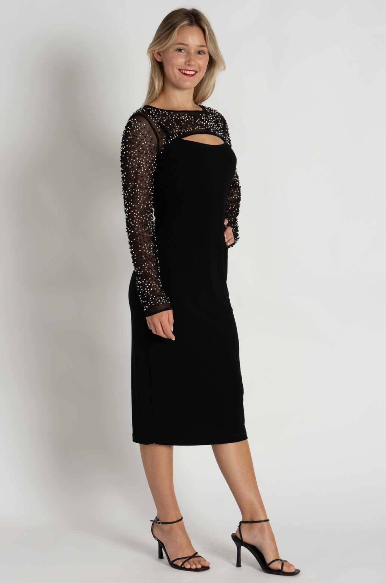 Joseph Ribkoff - Silky Knit and Mesh Sheath Dress