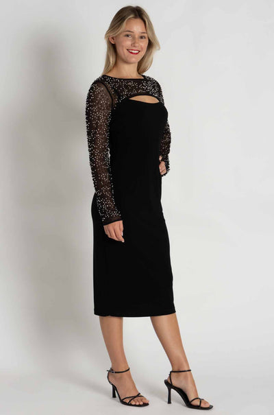 Joseph Ribkoff - Silky Knit and Mesh Sheath Dress