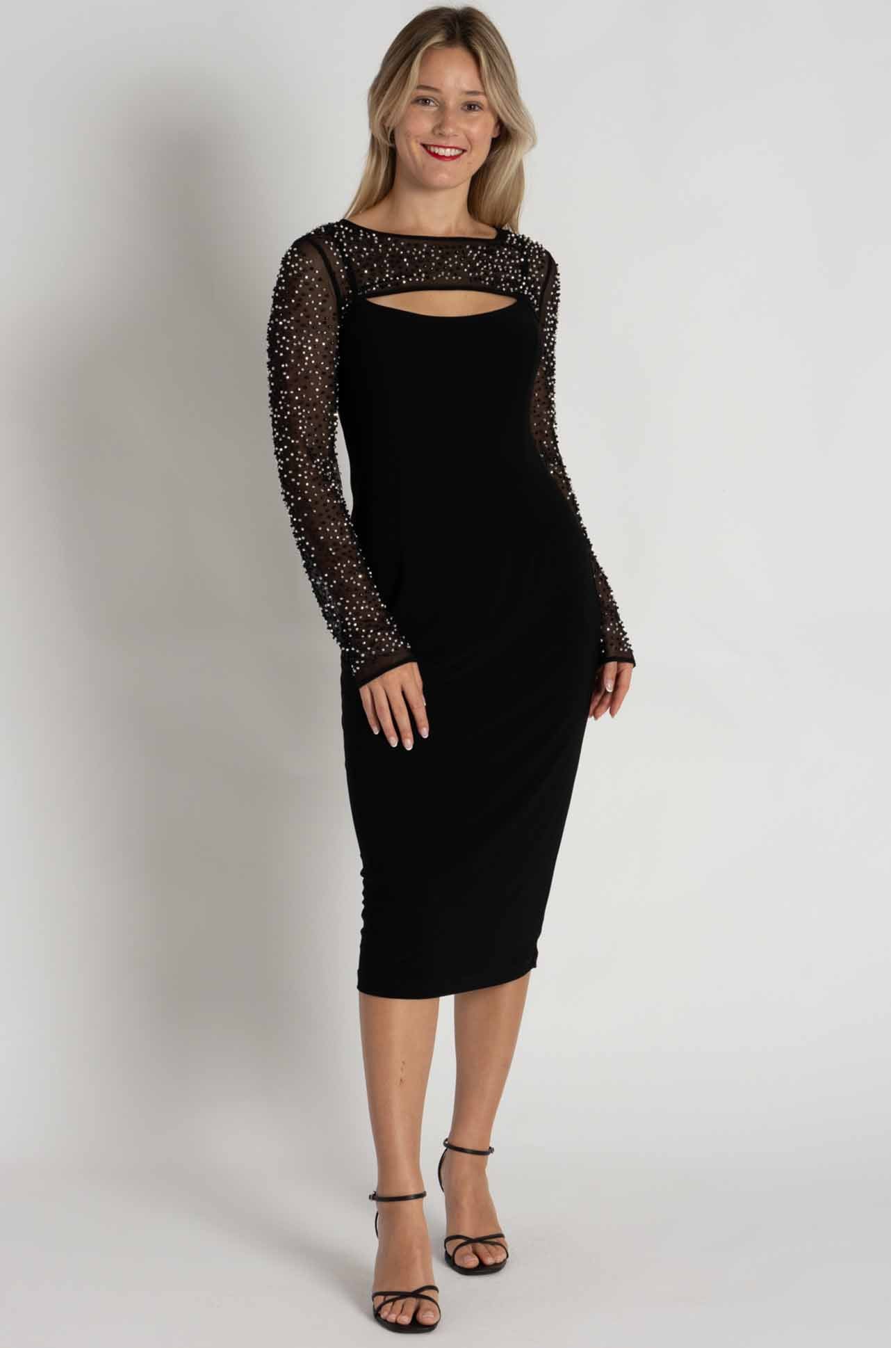 Joseph Ribkoff - Silky Knit and Mesh Sheath Dress