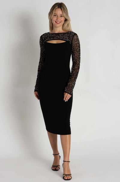 Joseph Ribkoff - Silky Knit and Mesh Sheath Dress