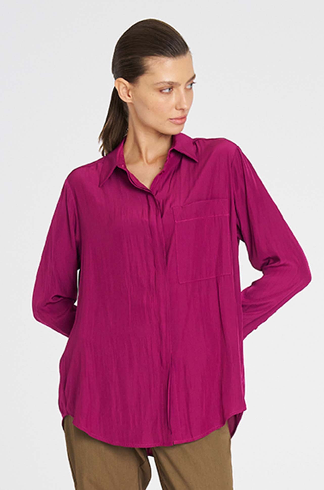 Mela Purdie - Single Pocket Shirt in Mulberry