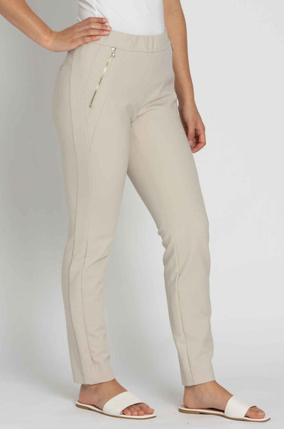 Gardeur - Slim Stretch Pull On Pant w/ Zip Pockets in Sand