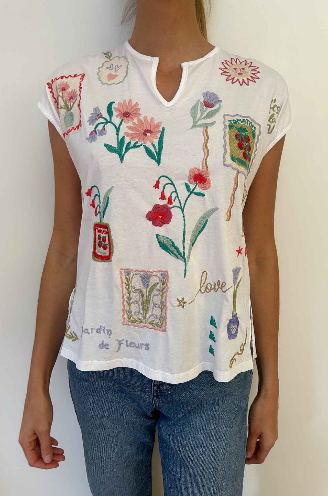 Johnny Was - Slit Front Tee in Fleur