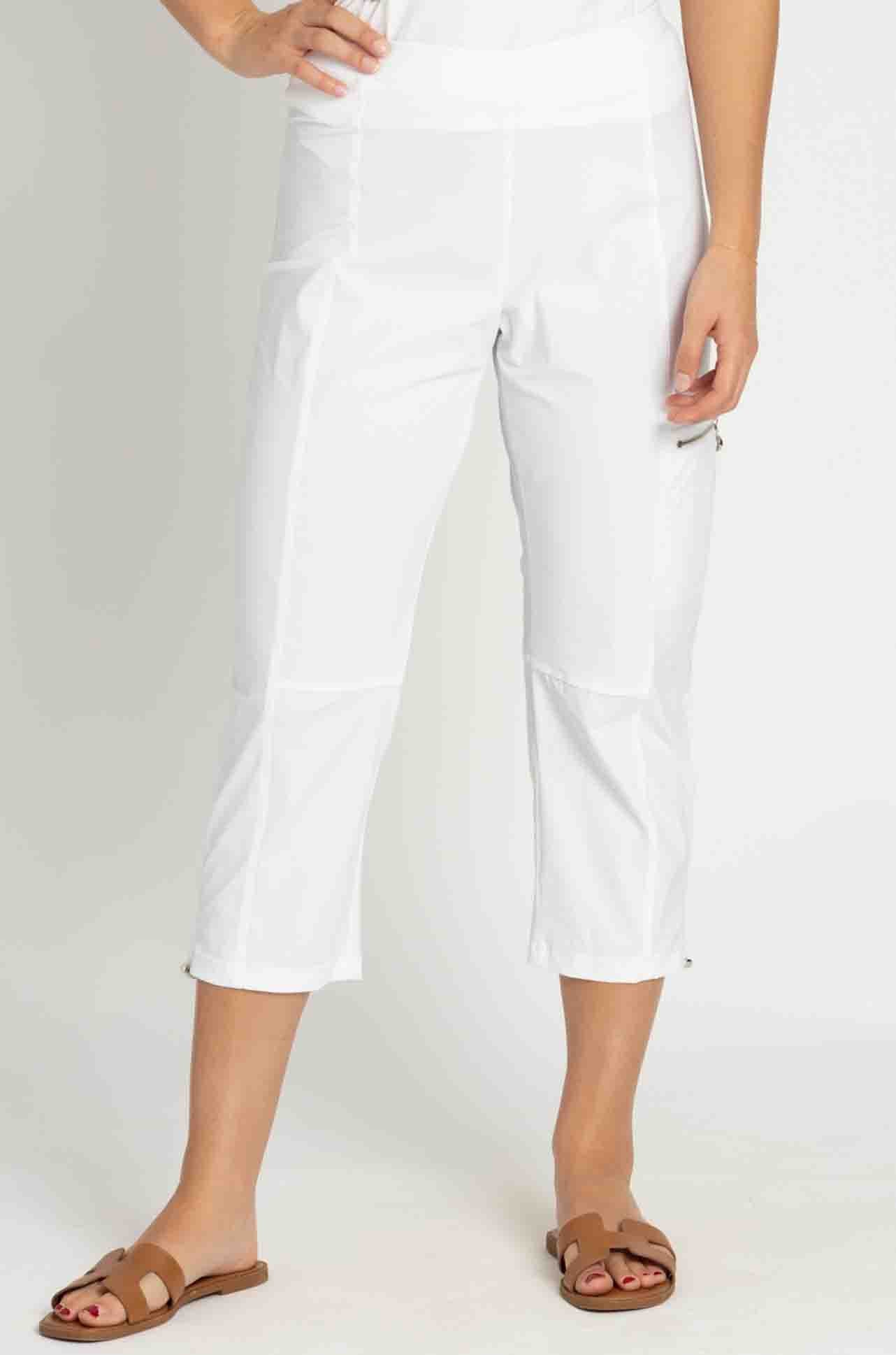 Paula Ryan - Slouch Waist Clam Digger Capri in White