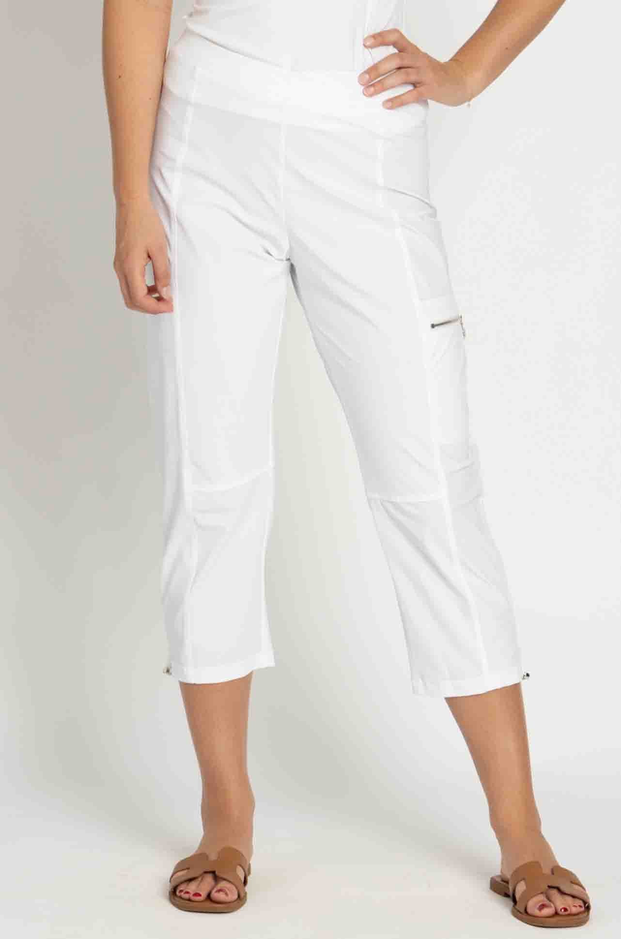 Paula Ryan - Slouch Waist Clam Digger Capri in White