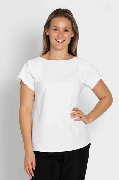 Paula Ryan - Soft Cap Sleeve Shell Top in White