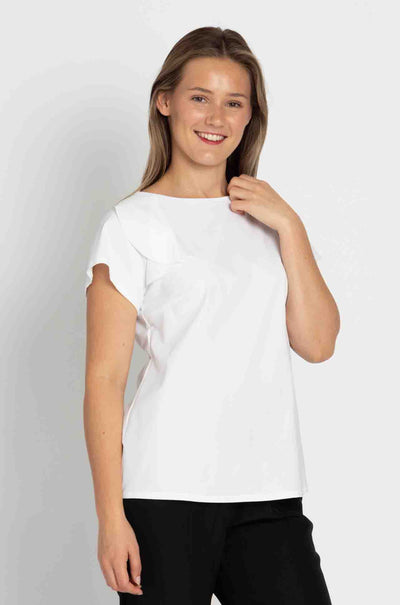 Paula Ryan - Soft Cap Sleeve Shell Top in White