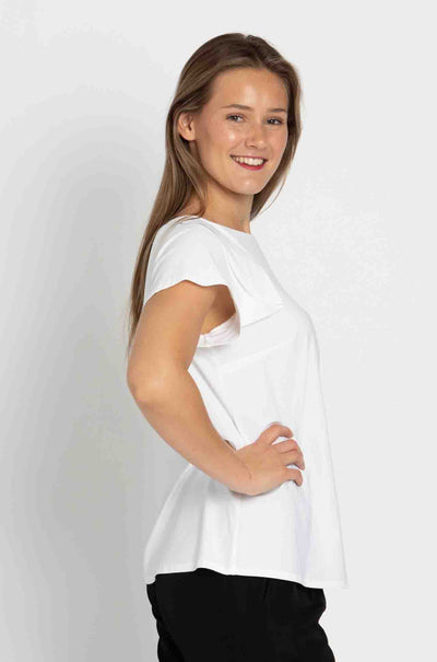 Paula Ryan - Soft Cap Sleeve Shell Top in White