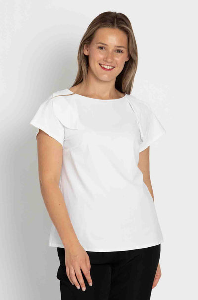 Paula Ryan - Soft Cap Sleeve Shell Top in White