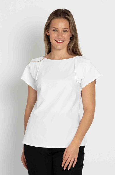 Paula Ryan - Soft Cap Sleeve Shell Top in White