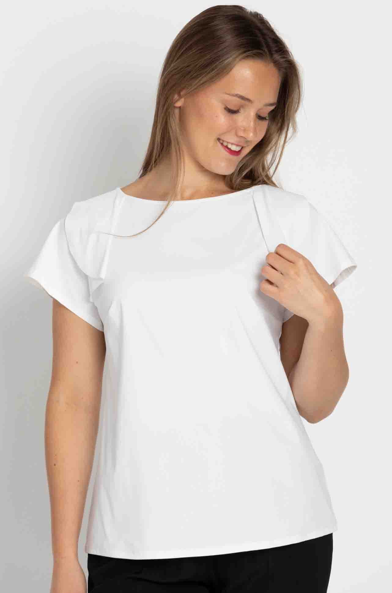 Paula Ryan - Soft Cap Sleeve Shell Top in White