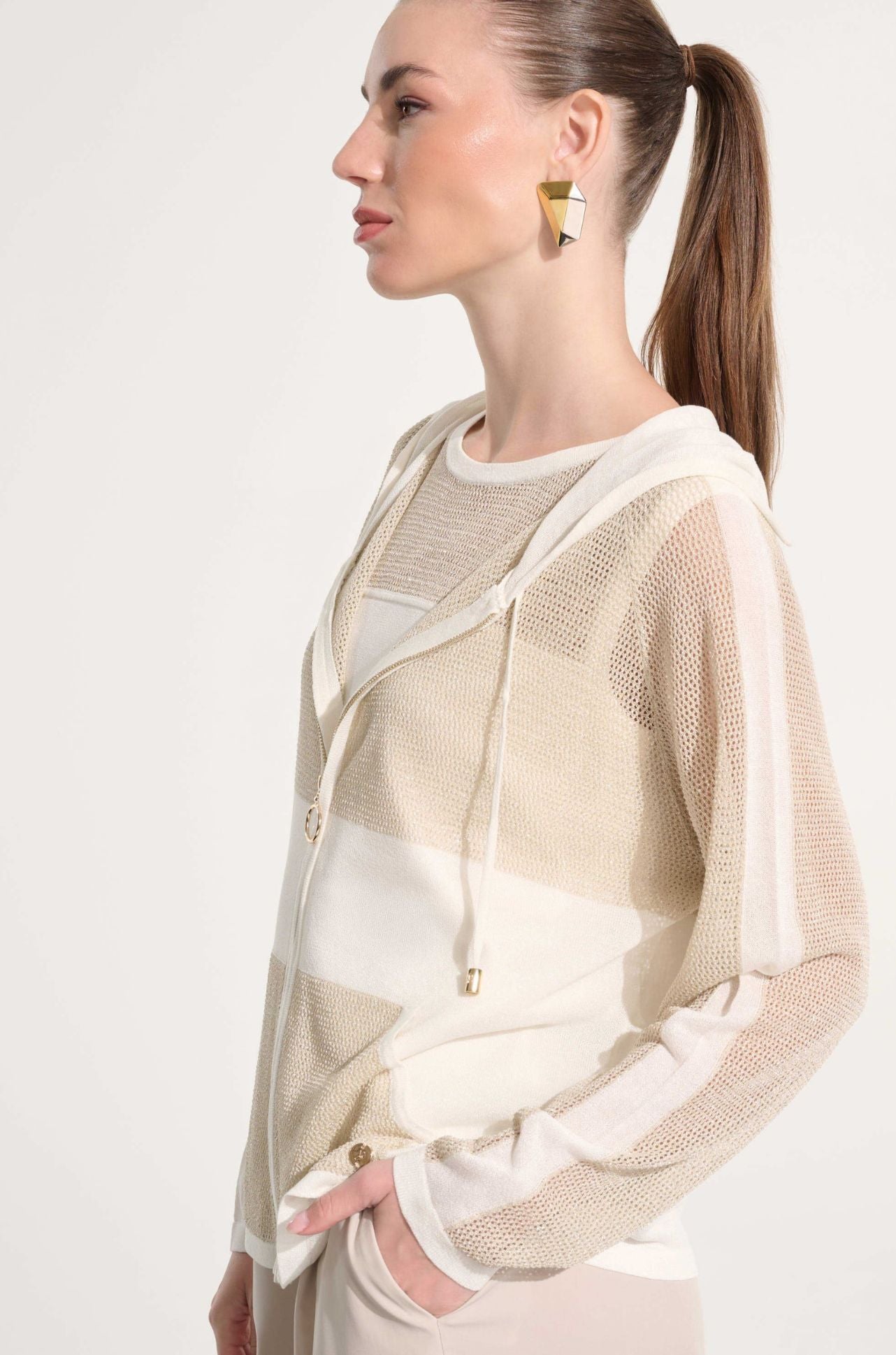 Joseph Ribkoff - Soft Knit Strtaight Hooded Zip Jacket