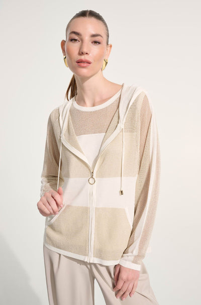 Joseph Ribkoff - Soft Knit Strtaight Hooded Zip Jacket