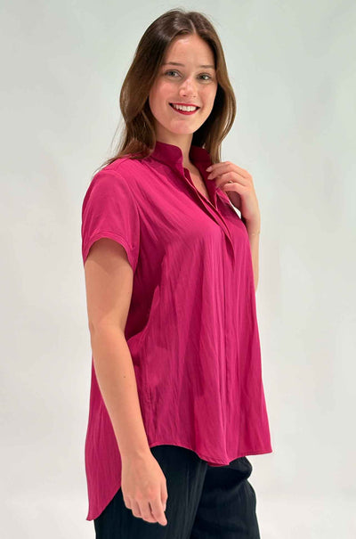 Mela Purdie - Soft Stand Shirt in Magenta