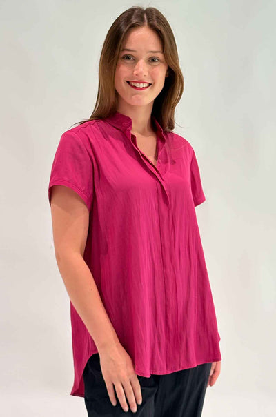 Mela Purdie - Soft Stand Shirt in Magenta