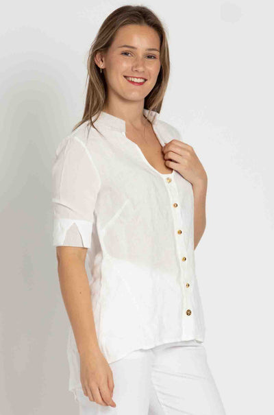 Elisa Cavaletti - Spliced Linen Blouse w/ Knit Detail