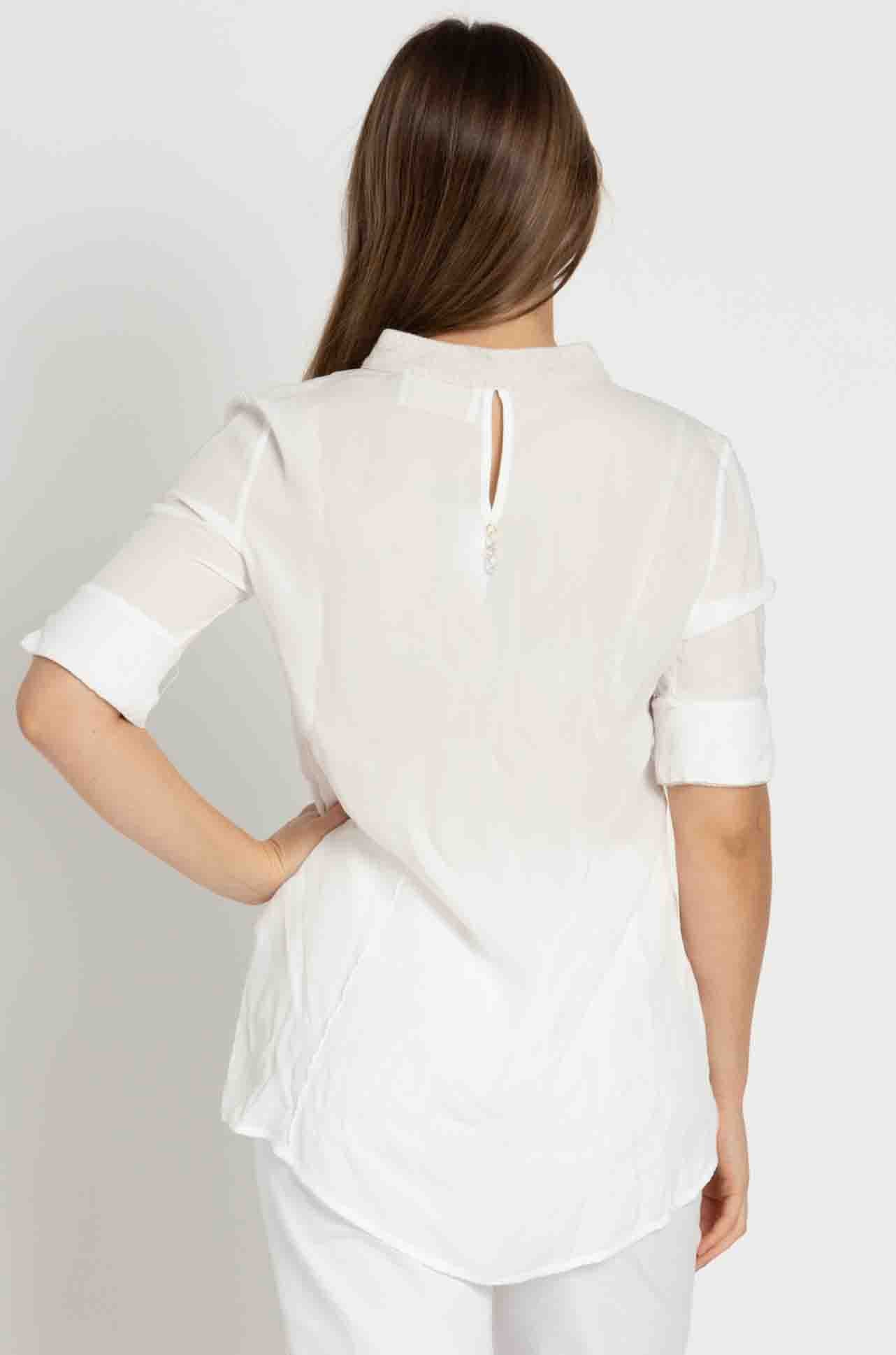 Elisa Cavaletti - Spliced Linen Blouse w/ Knit Detail