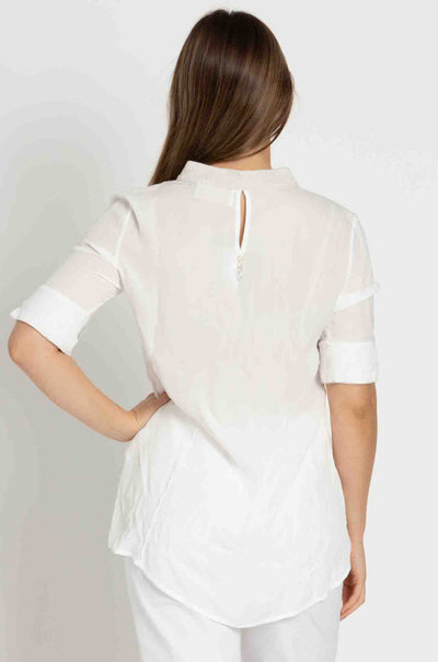 Elisa Cavaletti - Spliced Linen Blouse w/ Knit Detail
