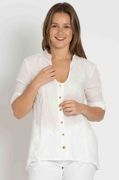 Elisa Cavaletti - Spliced Linen Blouse w/ Knit Detail