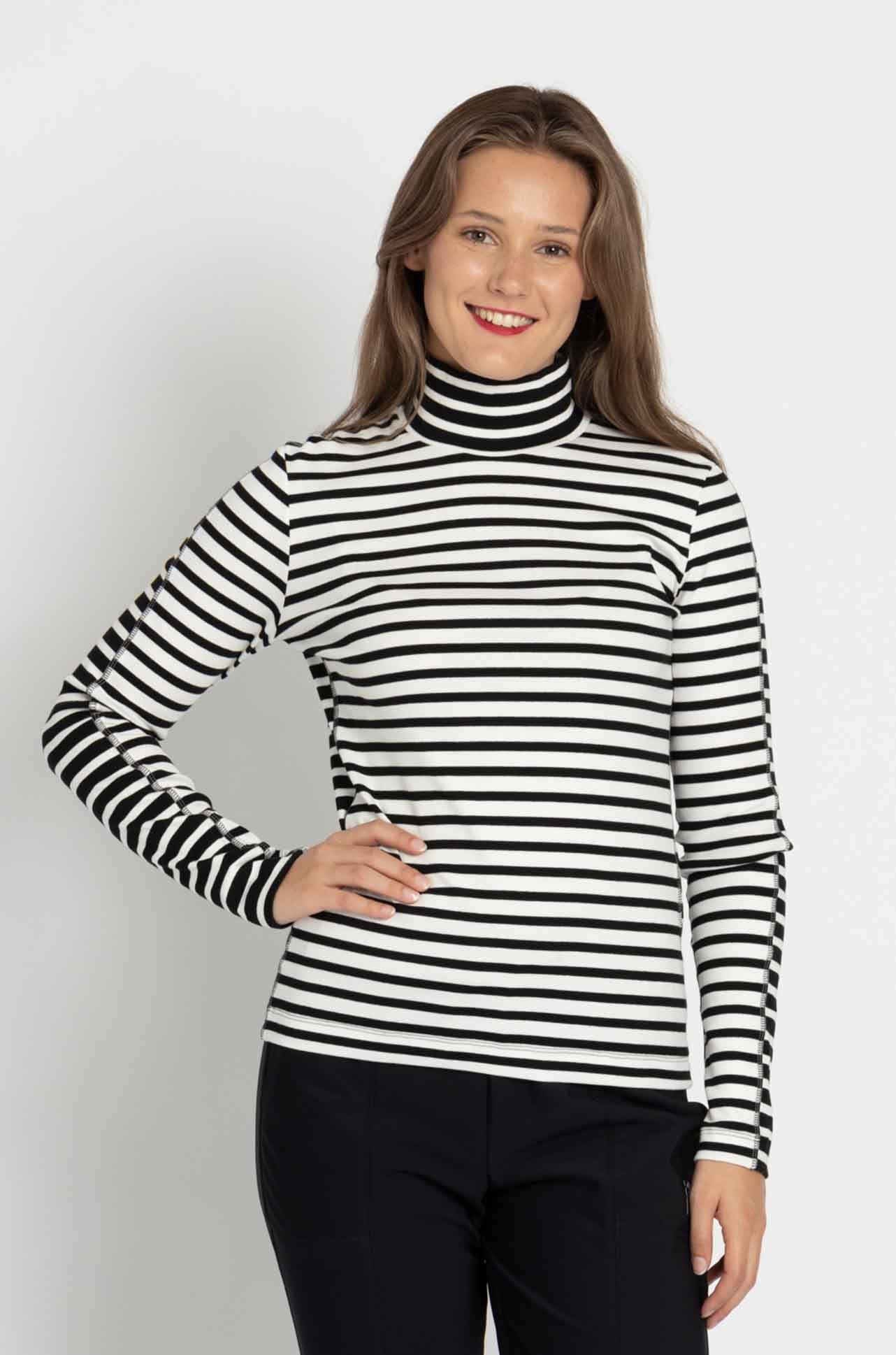 Marc Cain - Striped High Neck L/S Tee