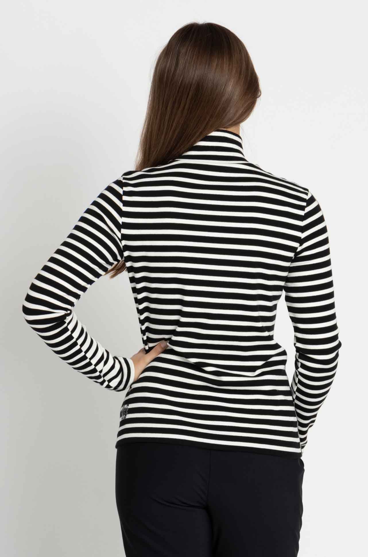 Marc Cain - Striped High Neck L/S Tee
