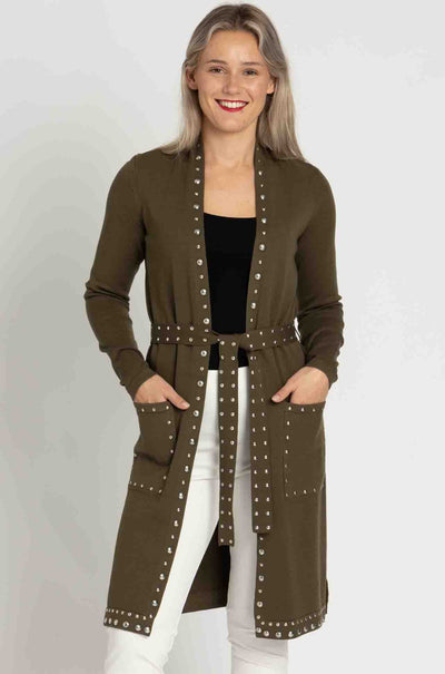Joseph Ribkoff - Sweater Knit Coat with V-Shape Neckline