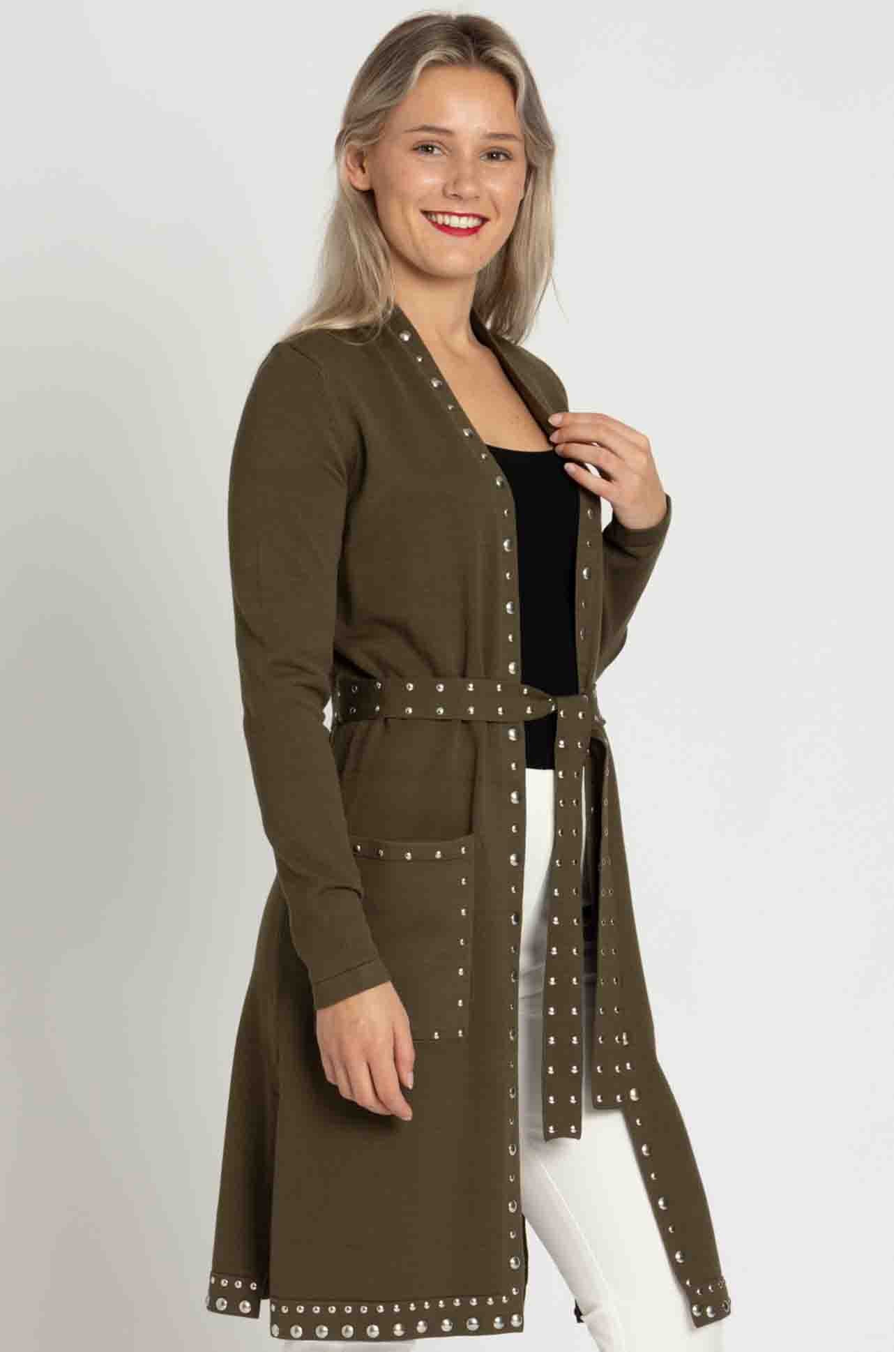 Joseph Ribkoff - Sweater Knit Coat with V-Shape Neckline