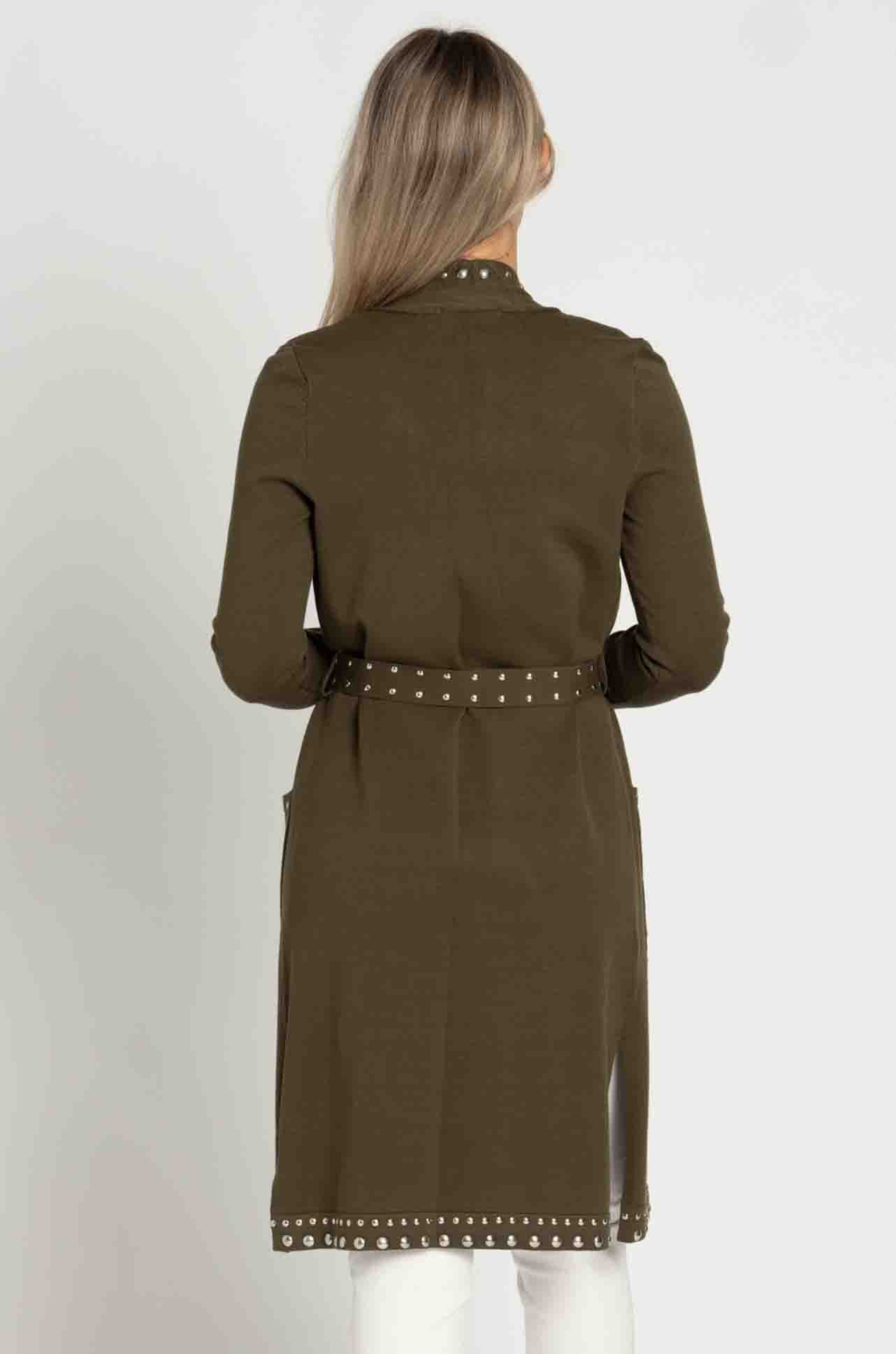 Joseph Ribkoff - Sweater Knit Coat with V-Shape Neckline