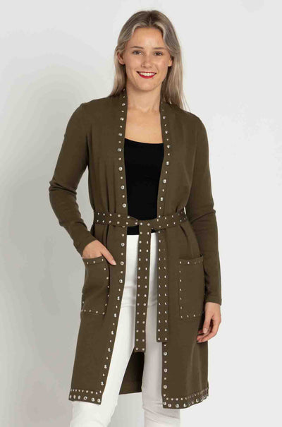 Joseph Ribkoff - Sweater Knit Coat with V-Shape Neckline