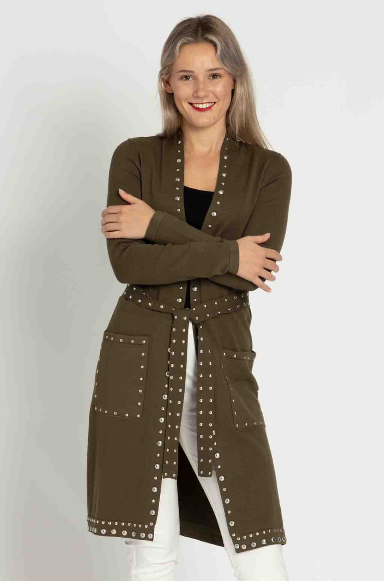 Joseph Ribkoff - Sweater Knit Coat with V-Shape Neckline
