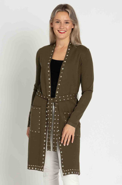 Joseph Ribkoff - Sweater Knit Coat with V-Shape Neckline