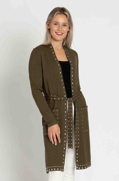 Joseph Ribkoff - Sweater Knit Coat with V-Shape Neckline