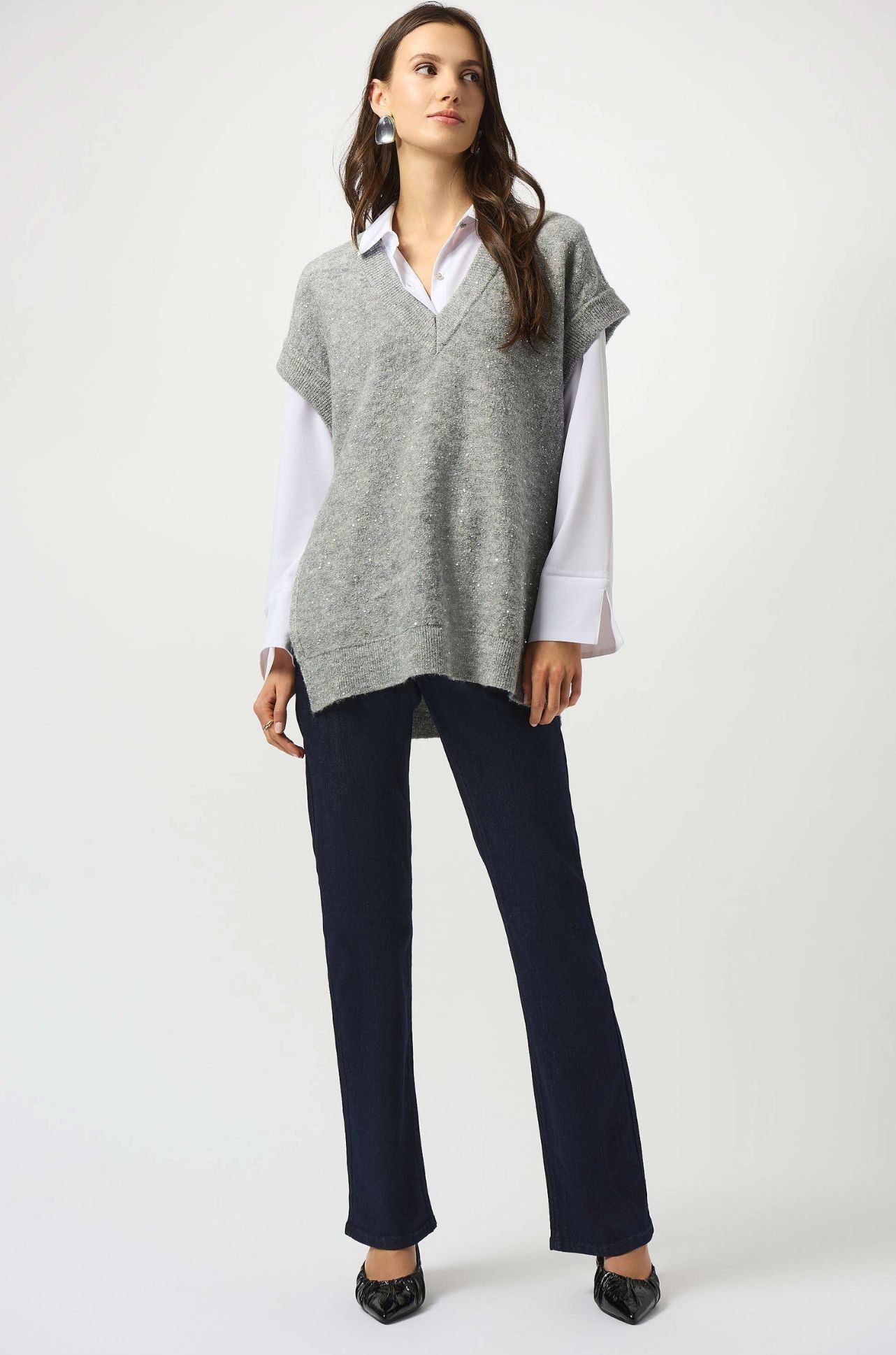 Joseph Ribkoff - Sweater Knit Sleeveless Tunic with Sequins
