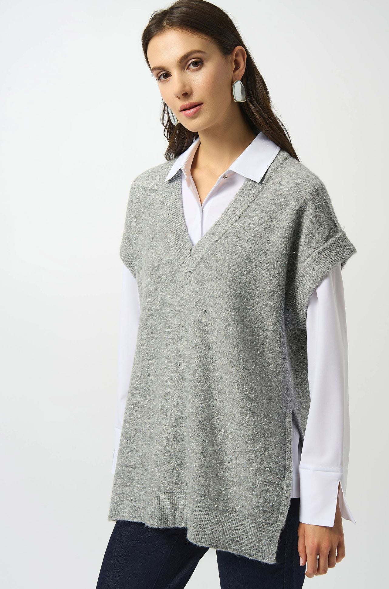 Joseph Ribkoff - Sweater Knit Sleeveless Tunic with Sequins