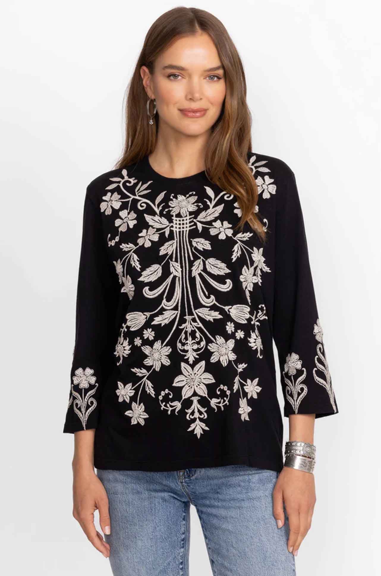Johnny Was - 3/4 Sleeve Crew Neck Tee in Talithia