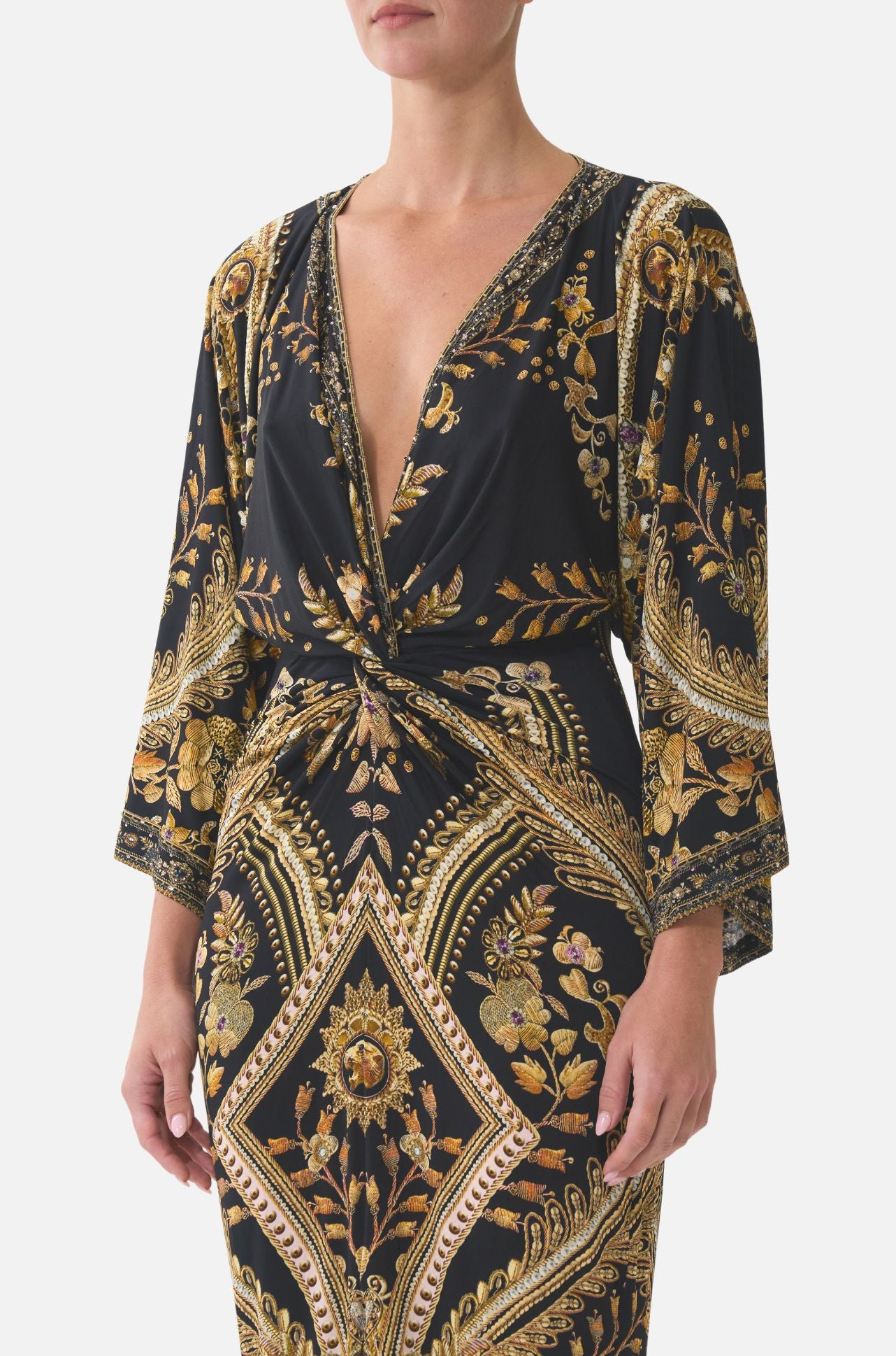 Camilla - Taurus Rising Long Split Front Twist Dress