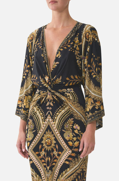 Camilla - Taurus Rising Long Split Front Twist Dress