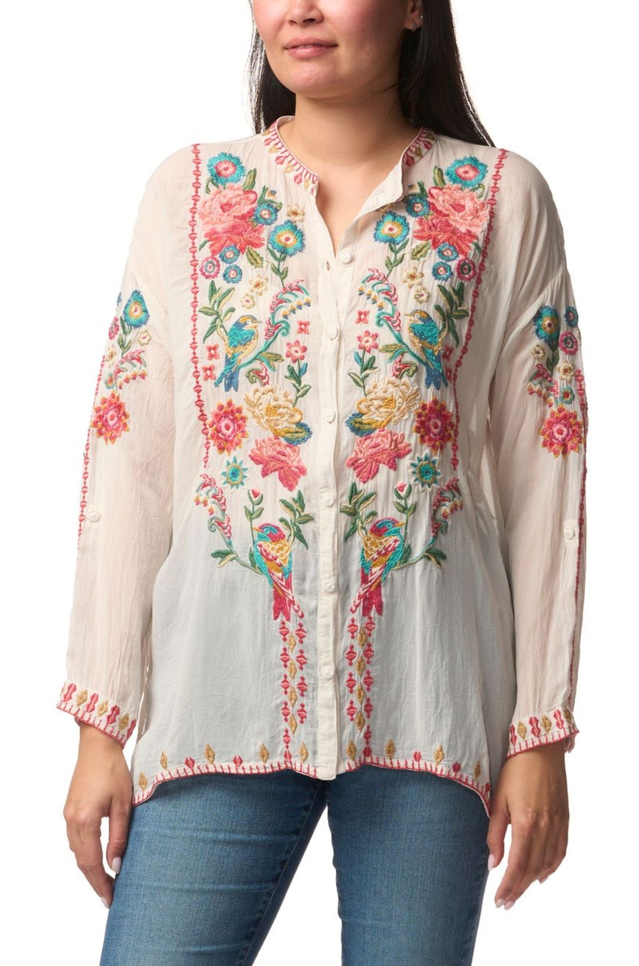 Johnny Was - The Audrey Mandarin Collar Shirt in Madeline