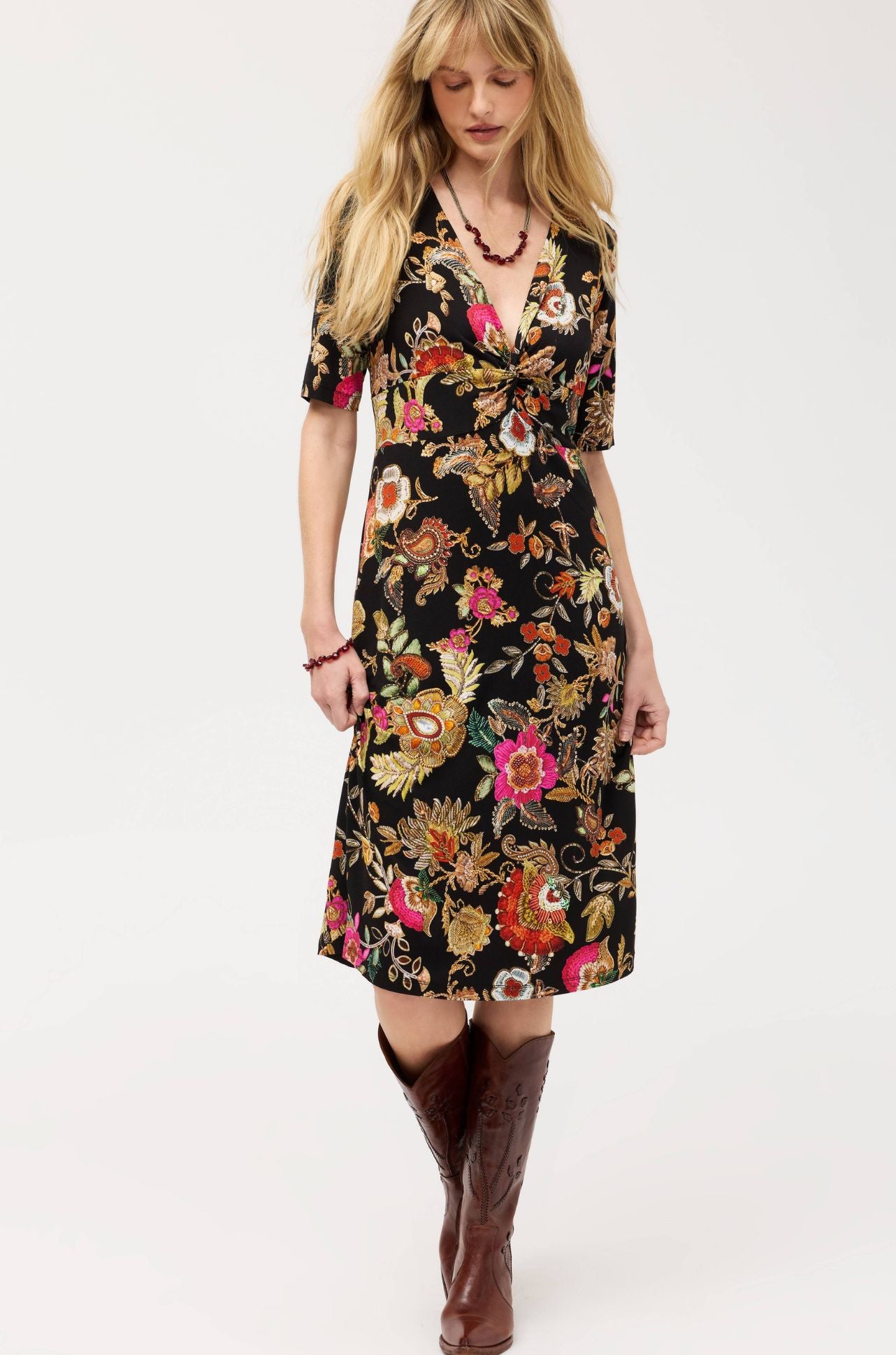 Johnny Was - The Janie Favorite Twist Front Midi Swing Dress in Lowri