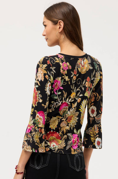 Johnny Was - The Janie Favorite V Neck Flute Sleeve Tee in Lowri