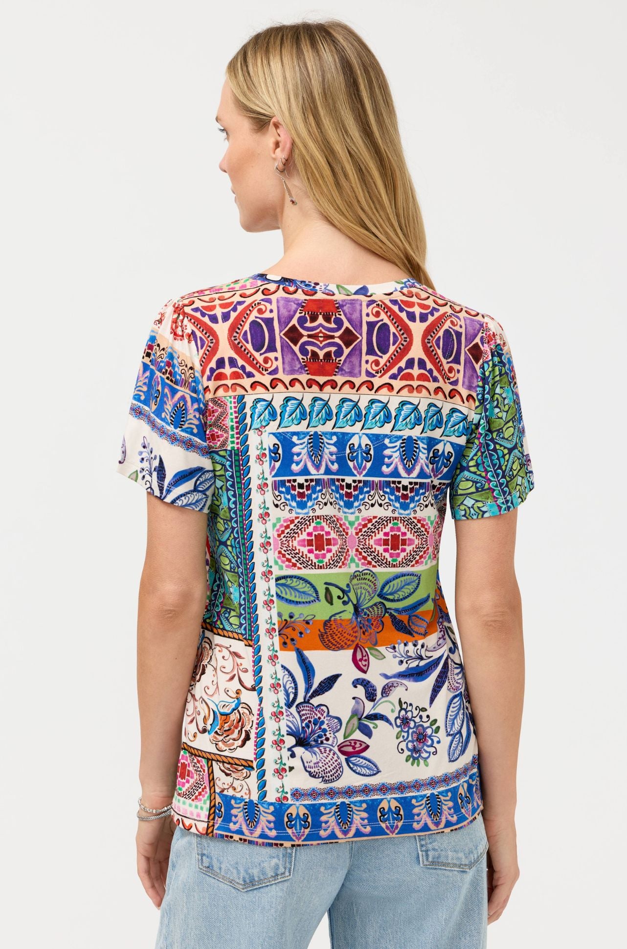 Johnny Was - The Janie Favorite V Neck Flutter Sleeve Tee in Ameria