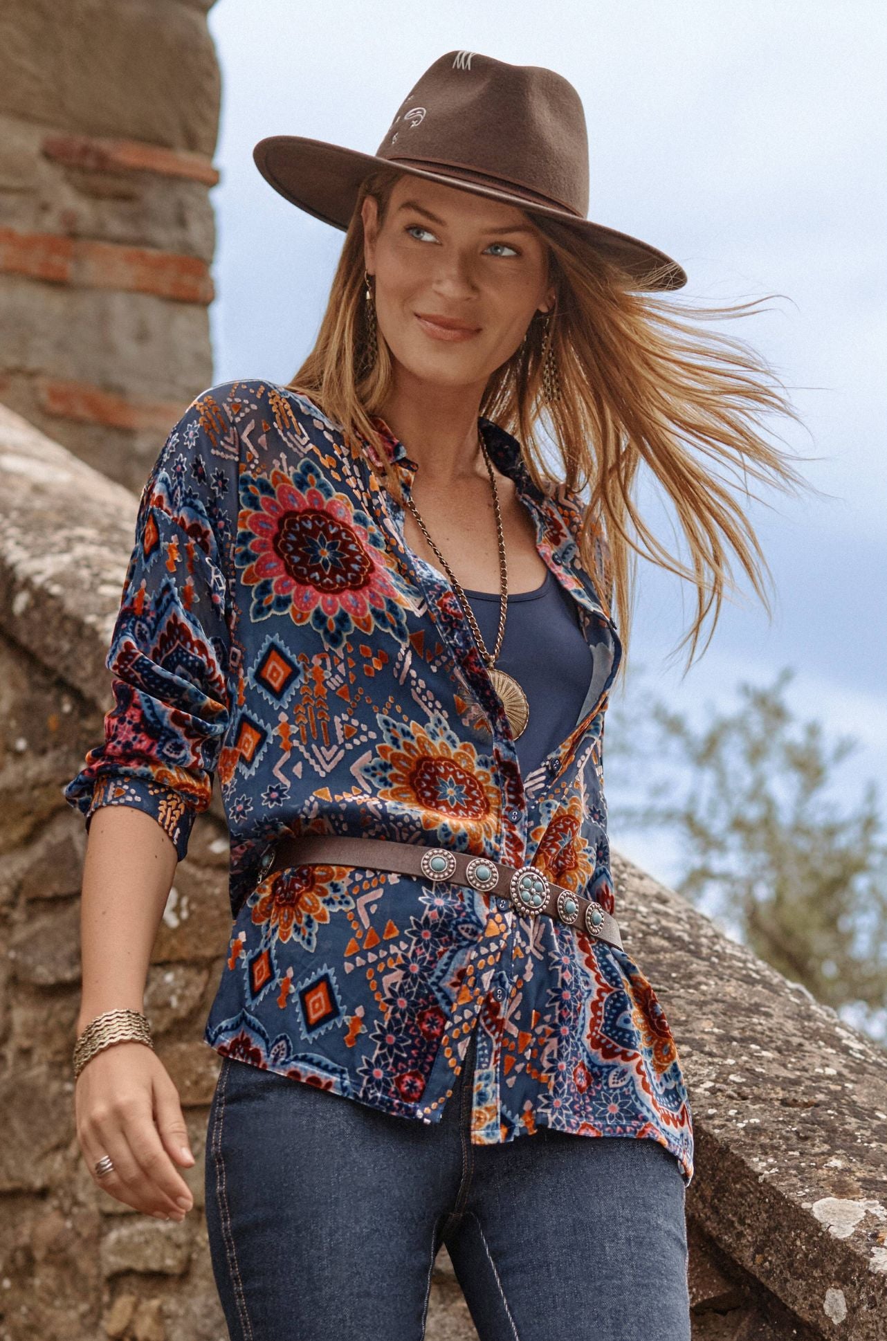 Johnny Was - The Oversized Audrey Shirt in Sisi Burnout
