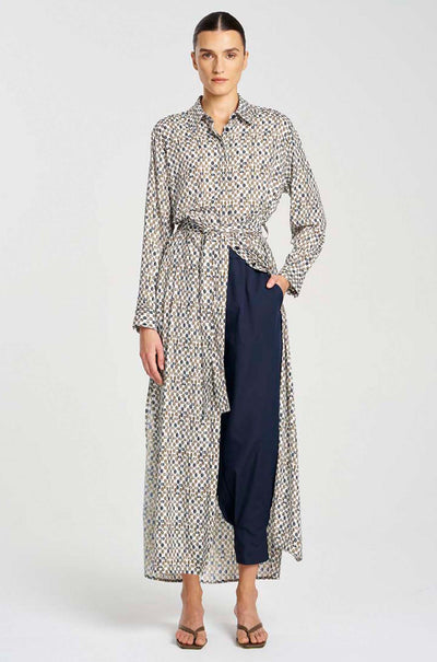 Mela Purdie - Tie Shirt Dress in Pendant Print Charmeuse