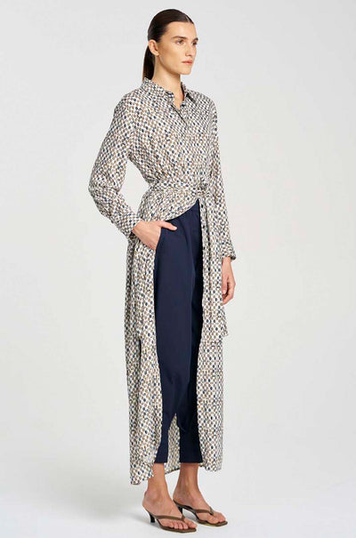 Mela Purdie - Tie Shirt Dress in Pendant Print Charmeuse