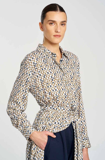 Mela Purdie - Tie Shirt Dress in Pendant Print Charmeuse