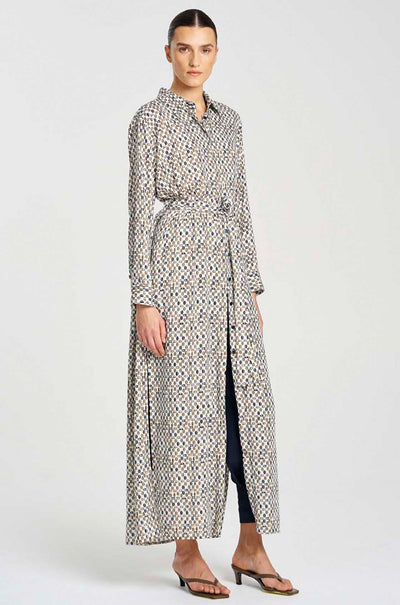 Mela Purdie - Tie Shirt Dress in Pendant Print Charmeuse