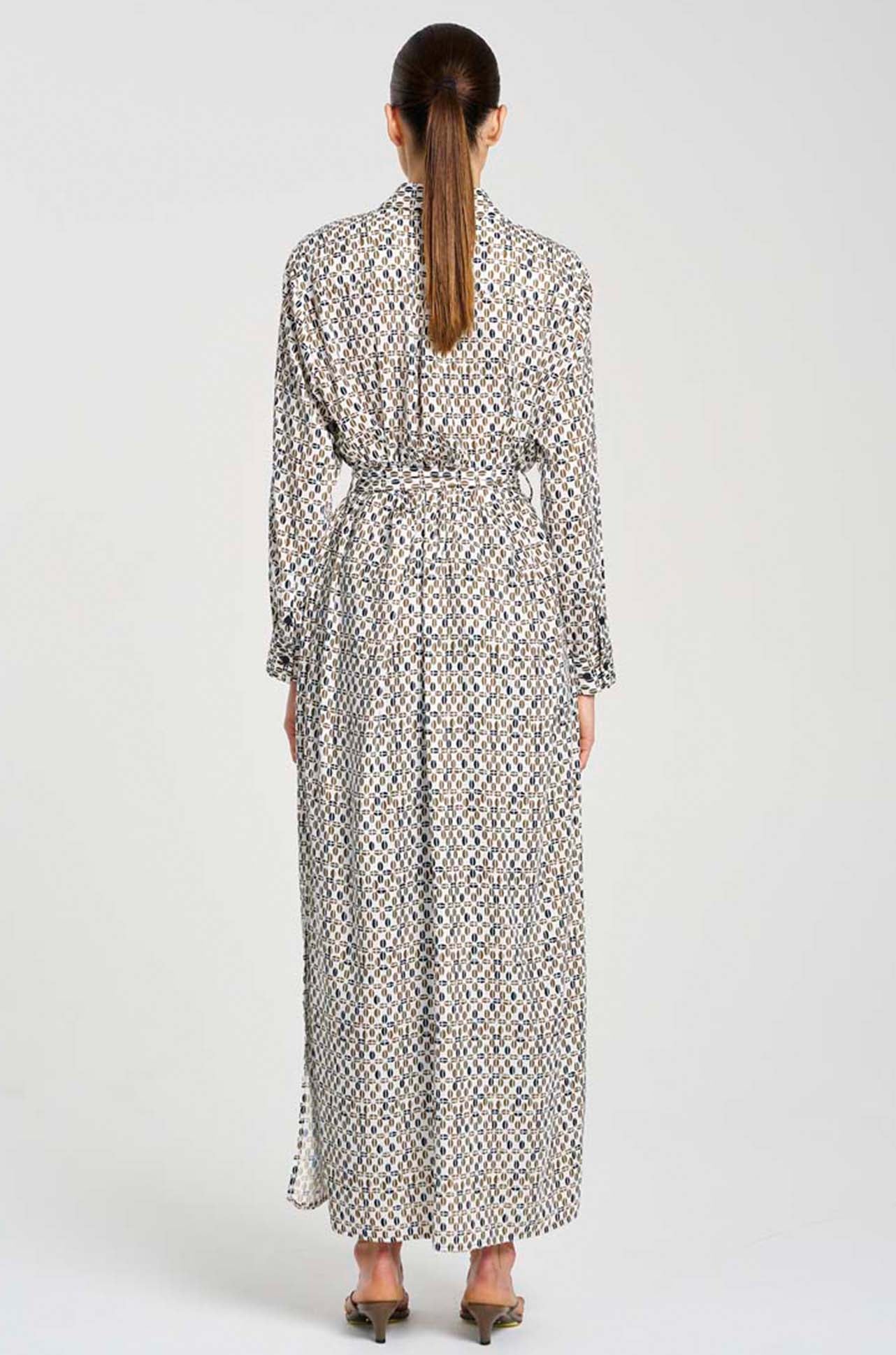 Mela Purdie - Tie Shirt Dress in Pendant Print Charmeuse