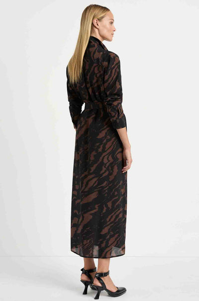 Mela Purdie - Tie Shirt Dress in Shadow Print Silk