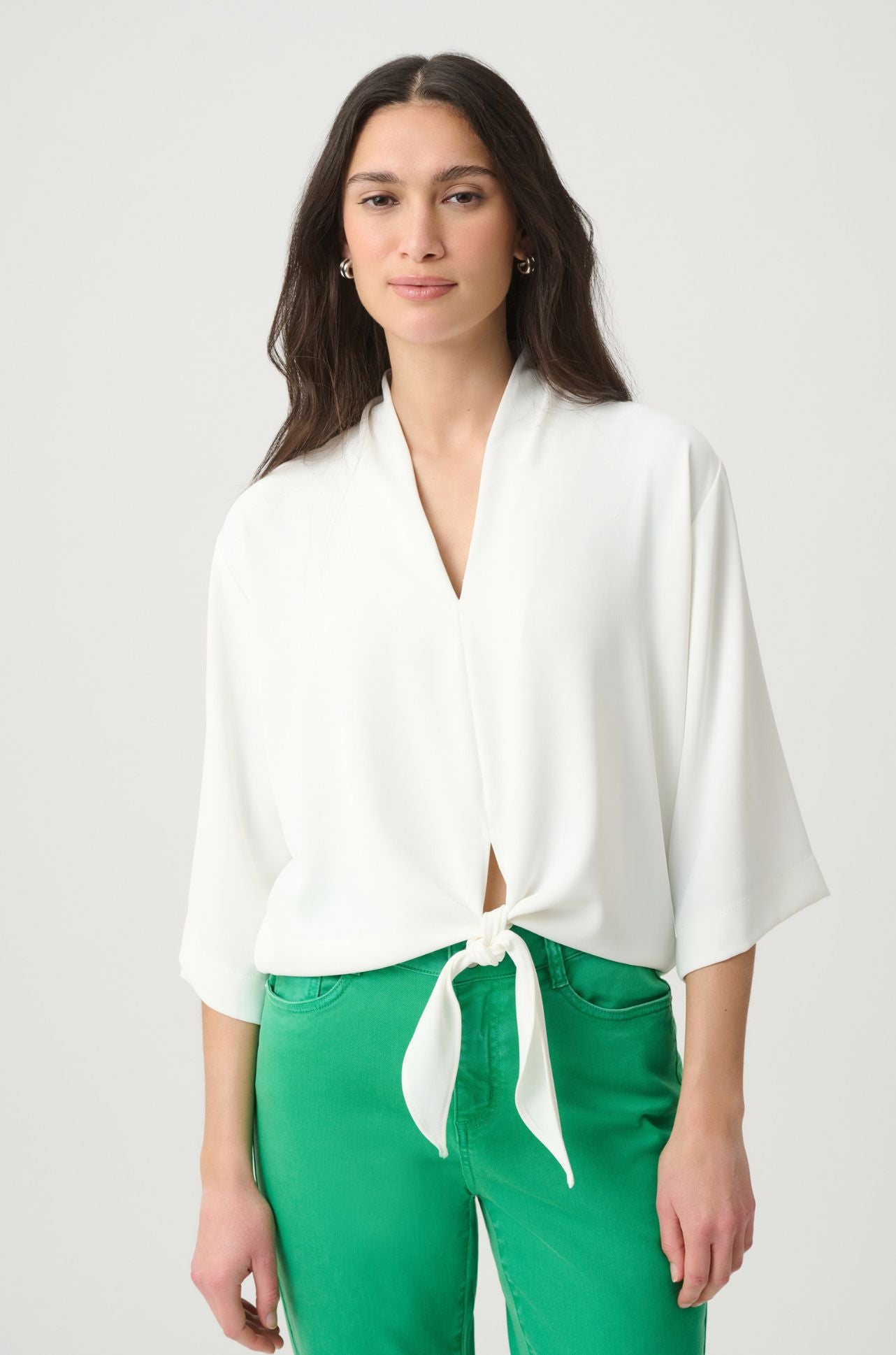 Joseph Ribkoff - Twill Boxy Front Tie Top