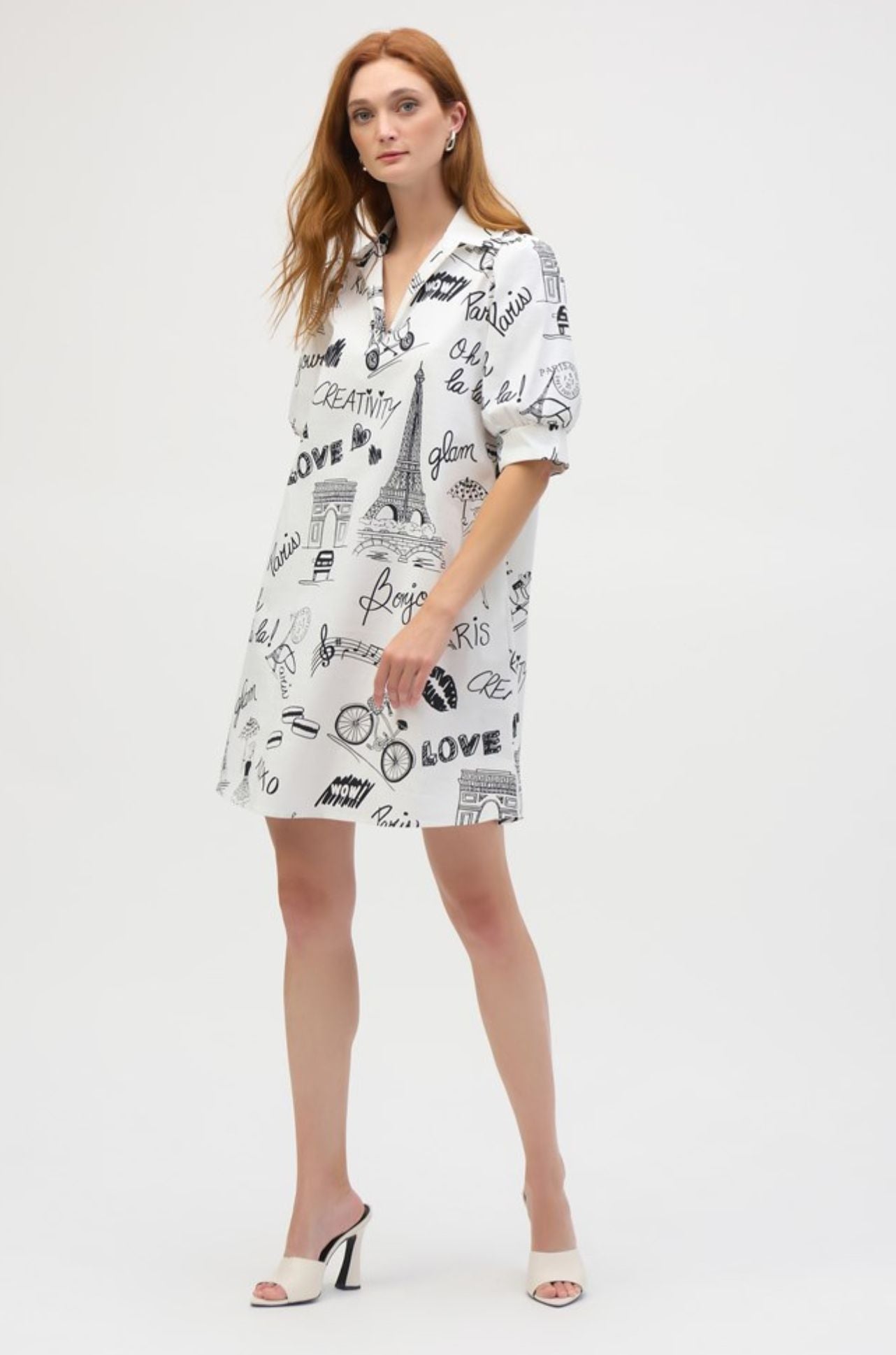 Joseph Ribkoff - Poplin Conversational Print A Line Dress